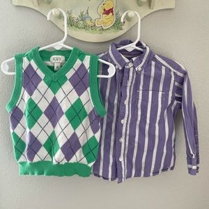 The Children’s Place button up and sweater vest, 18 & 24 months